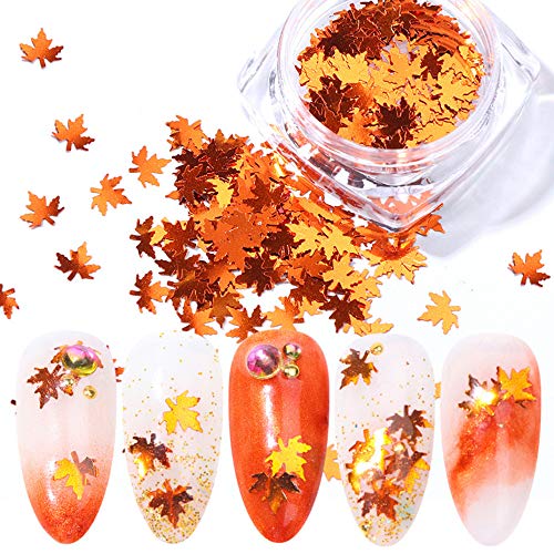 Macout Sparkle Fall Nail Art Glitters Maple Leaf Sequins pentru unghii 4 Cutii de toamnă Flakes Flakes unghii Fulgi holografici