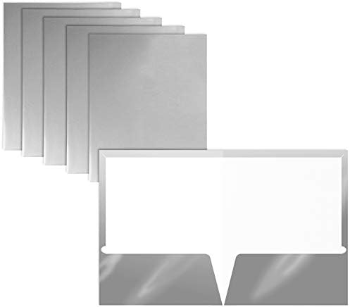 2 buzunar lucios laminate metalice argint Hârtie dosare, scrisoare dimensiune, 25 pachet, metalice argint Hârtie portofolii