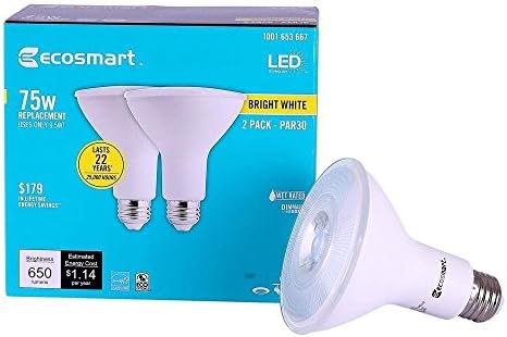 EcoSmart 75W alb strălucitor PAR30 Dimmable LED Flood Bec2-Pack 1001653667