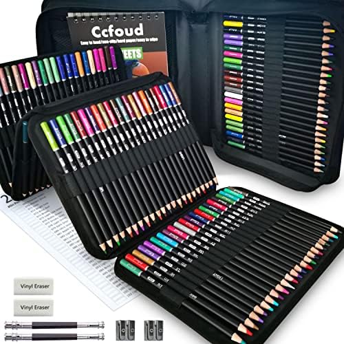 CCFOUD 200 Creioane colorate, creioane de colorat set de cazip-casip, creioane profesionale de ulei de nucleu moale pentru