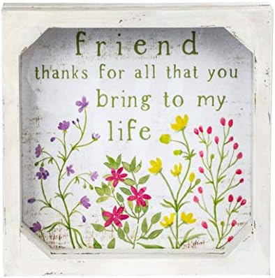 Blossom Bucket 211-39853 prieten Multumesc pentru tot ceea ce aduce la viața mea încadrată semn decorativ, 6-inch pătrat