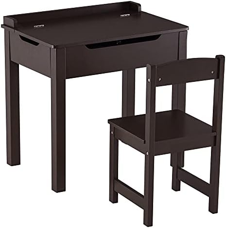 Set de birou și scaun din lemn Lnzsqq pentru copii, Set de masă și scaun din lemn cu depozitare reversibilă, mobilier pentru