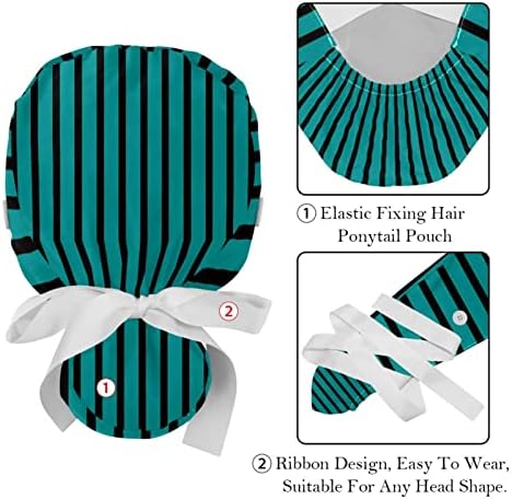 2 bucăți capac de lucru reglabil cu butoane și cravată pentru panglică pentru părul lung, fundal de baseball și fundal