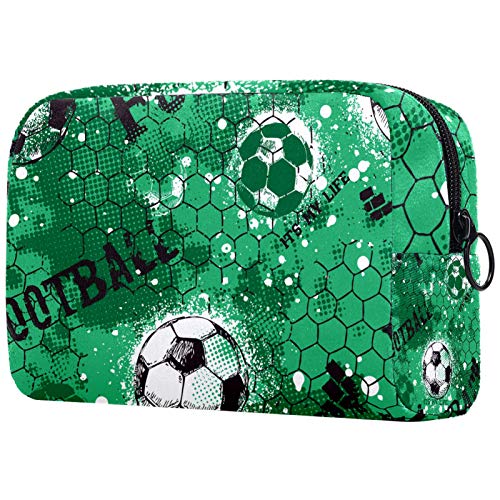 Fotbal Soccer Green Cosmetic de călătorie Bag de mare capacitate de machiaj reutilizabil pungă de toaletă pentru fete adolescente