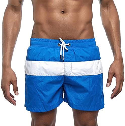 Pantaloni scurți de înot pentru bărbați slim usți pentru bărbați 2 în 1 pantaloni scurți de plajă cu talie elastică cu talie moale, bloc de dungi hawaiiene pentru bărbați
