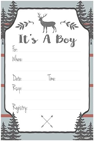 Invitații de duș pentru copii Rustic Deer Boy - Completați stilul cu plicuri