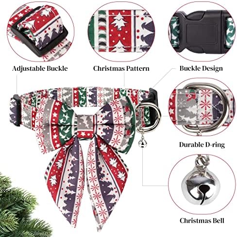 ???? ???? Guler de cravată pentru câini de Crăciun, guler de câine de Crăciun Surbogart cu papion cu papion de câine, căptușeală,