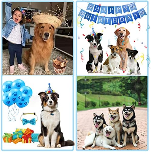 Suport pentru petreceri pentru câini, set de cămăși de aniversare pentru câini, set de pălărie de bandă de zi de naștere