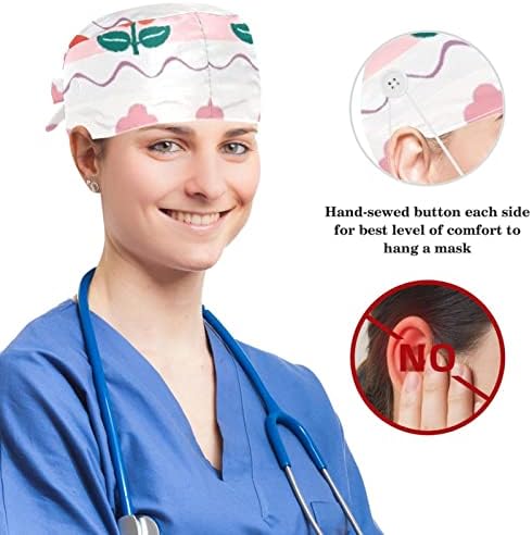 Capace chirurgicale reglabile Asistentă medicală, capac de lucru cu arc Inele de păr pentru femei, Flori proaspete și simple