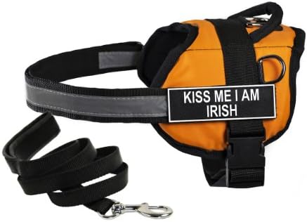 DT -ul lui Dean & Tyler lucrează portocaliu „Kiss Me I Am Irish”, mic, cu lesă de cățeluș căptușit de 6 ft.