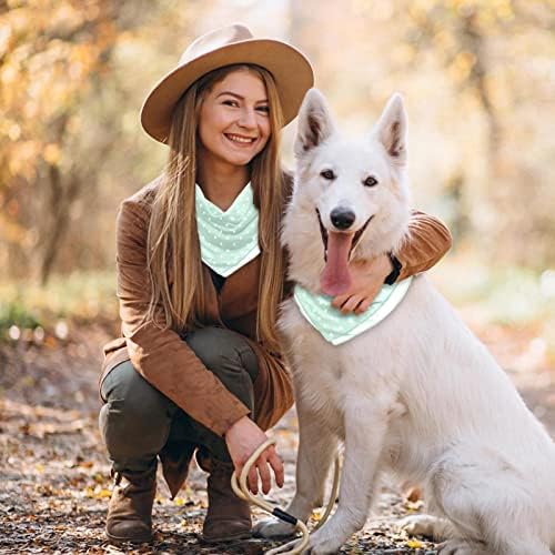 2 pachete Buline albe pe mentă verde câine bandană Eșarfă pentru animale de companie pentru câini pisici catelus reglabil pătrat