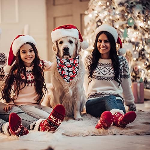 PTDECOR 2 Pack Dog Bandana Crăciun câine eșarfă reversibile triunghi bavete batistă Set Pet Crăciun accesorii bandane pentru