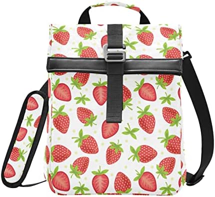 Fructe căpșuni izolate prânz sac pentru femei prânz Box pentru bărbați pliabil prânz Tote sac cu curea de umăr Lunchbox pentru