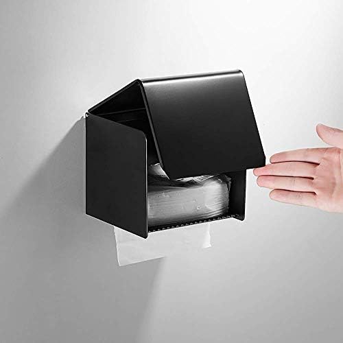Cutie de țesut din aluminiu toaletă impermeabil L suport pentru perete negru cu cutie de țesut agățat