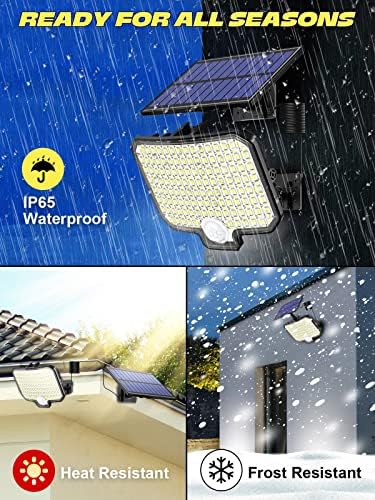 Techmur Solar Lights Outdoor, 120 LED Solar Powered Lights cu telecomandă, senzor de mișcare Flood Security Lights cu cablu