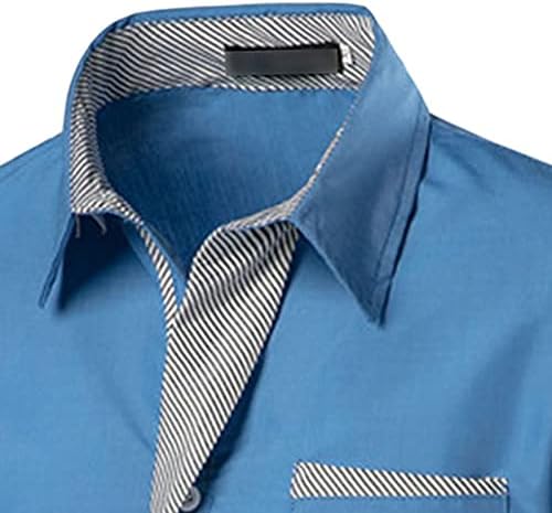Cămașă la modă pentru bărbați, cu culori contrastante, buton deschis în față în jos rochie cu dungi cu dungi lungi bluze subțiri