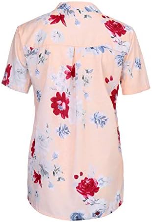 Buttoane pentru femei Uikmnh Up tricou de vară Flori de vară Bluză cu mânecă scurtă pentru femei cu cămașă de buzunar liber