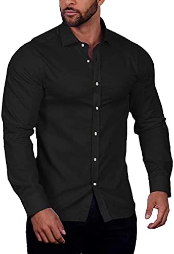Coofandy bărbați musculare se potrivesc rochie tricouri rid-Free Maneca lunga Casual buton jos camasa