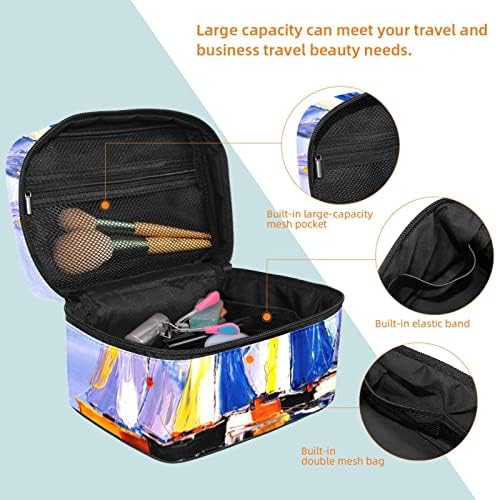 Geanta de machiaj de călătorie cu compartiment, barcă estetică mare carcasă cosmetică personalizată cu cutie de frumusețe personalizată organizator de depozitare cu mâner