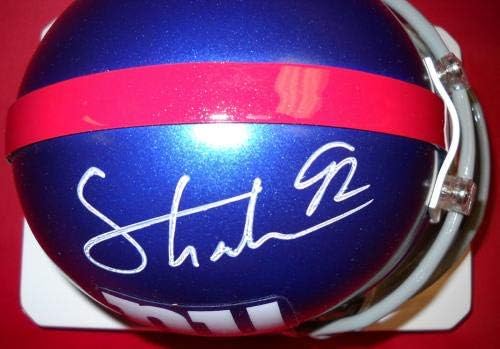 Michael Strahan a autografat mini cască New York Giants Jsa 2014 Hof ultima-mini căști NFL autografate