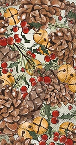 Pasecone de Crăciun și fructe de pădure Prosoape de oaspeți 32 CT - șervețele decorative de hârtie pentru bucătărie tip bufet sau prosoape de mână cu degetul pentru baie, multi -colorate, 8,5inch x 4.5inch