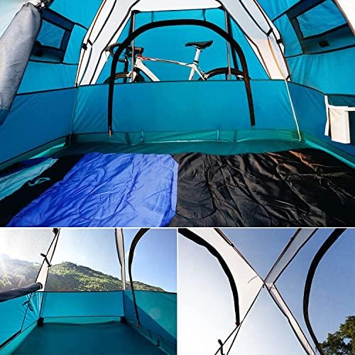 Cortul de camping 2 persoane, cortul de stâlpi de aluminiu cu șopron pentru biciclete și corturi de cupolă portabile pentru ploaie pentru camping
