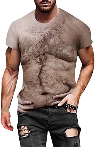 Gdjgta pentru bărbați casual casual 3d imprimare digitală mușchi exercițiu fitness tricou cu mânecă scurtă bluză top tricou