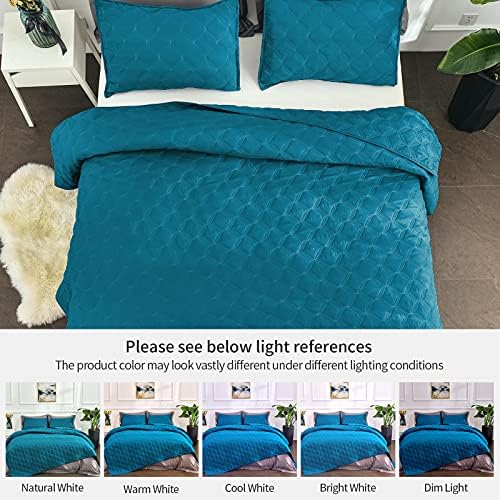 Set de lenjerie de pat cu matlasă din Litanika King - Teal -Lightweight Comforter Pats și copertine Turquoise - Copertă de