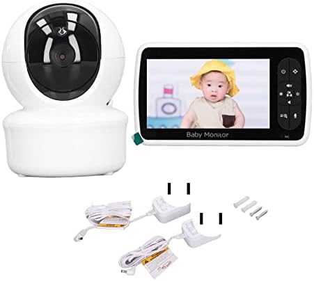 Topincn Remote Access Monitor pentru bebeluși, 100-240V Monitor pentru bebeluși 5 Lullabies Pan Tilt Zoom Camera de 5 inci