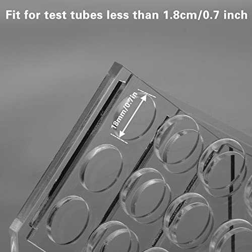 Suport înclinat suport pentru eprubete acrilice suport pentru 18 găuri suport pentru tuburi de centrifugă pentru tuburi de 10-15 ml costum clar pentru tuburi cu diametrul mai mic de 1,8 cm/0,7 inch