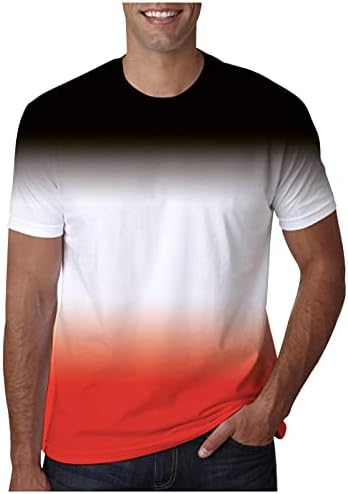 Tricou pentru bărbați Slim Tricou Color Color Gradient Gradient Imprimare cu mânecă scurtă cu mânecă rotundă tricoturi moale