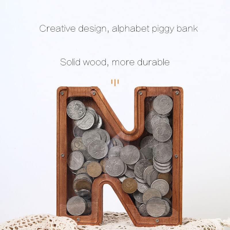 Kaolituis din lemn bancă de bani scrisori personalizate monedă text bancar gravat bani de monedă din lemn