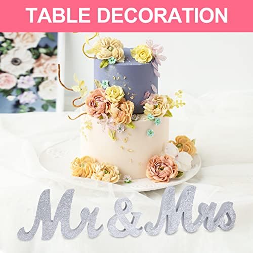 Spurtar Mr și doamna Sign, Silver Mr și Mrs Sign pentru masa de nuntă, Mr. și Mrs Semne pentru masa de nuntă, rafinate decorațiuni