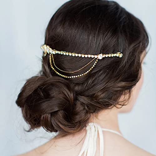 Fdesigner nunta păr pieptene cristal mireasa caciula aur mireasa păr lanț Bijuterii farmec femei păr accesorii pentru petrecere
