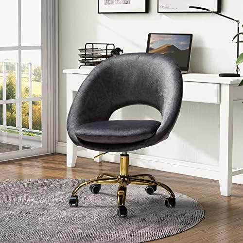 Scaun de birou modern din catifea TINA ' s HOME cu pivotant reglabil, scaun de birou tapițat confortabil cu spătar deschis,