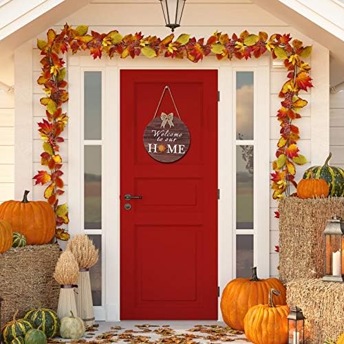 Semnă de bun venit sezonier interschimbabil Halloween Front ușă din față Rustic Bun venit la casa noastră Sign de acasă perete