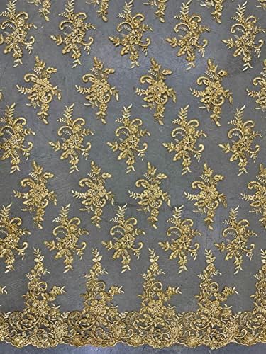 Tess aur Poliester broderii florale cu paiete pe plasă dantelă tesatura de curte-10216
