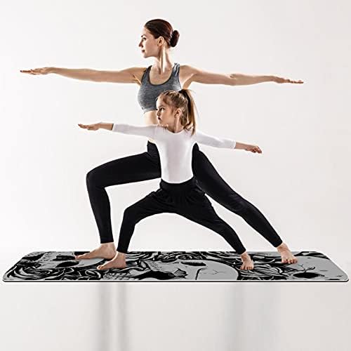 Gros anti-alunecare exercițiu & amp; Fitness 1/4 yoga mat cu craniu Rose Gri imprimare pentru Yoga Pilates & amp; podea Fitness
