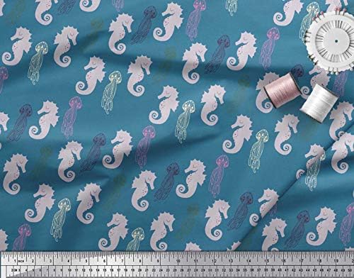 Soimoi bumbac Jersey Fabric meduze & amp; Seahorse Ocean imprimare cusut Fabric curte 58 Inch Wide