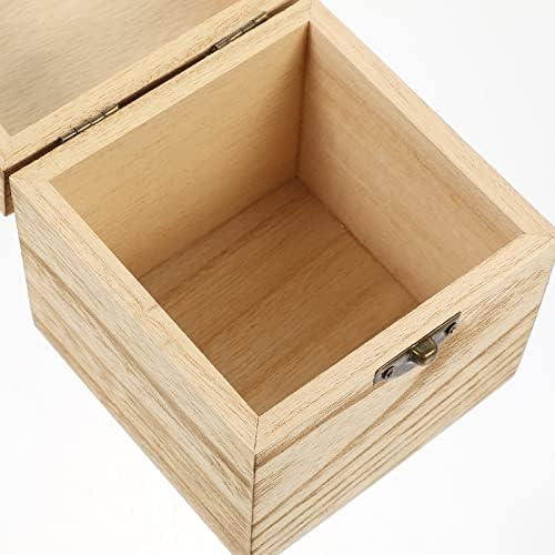 Cabilock cutie de depozitare din lemn neterminată cu capac: cutie Rustică din lemn cutie mică din lemn Organizator pătrat de
