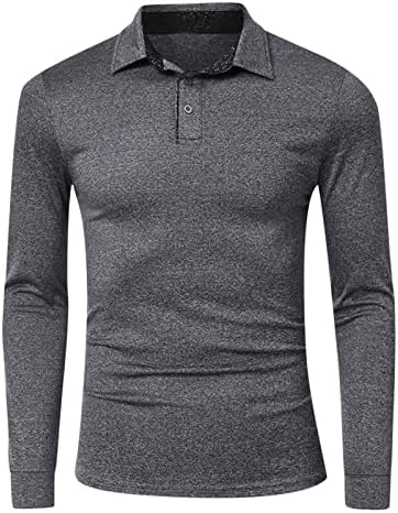 Autumn de iarnă pentru bărbați Culoare solidă cu mâneci lungi de golf tricou la niveluri de golf Fashion Buttons Slim Fit Butoane