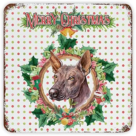 Placă de semn de metal vintage Crăciun Matletoe coroană de câine de Crăciun Artă metalică imprimeu retro camera de bar Sign