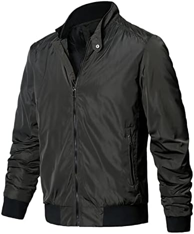 Fsahjkee pentru bărbați pentru bărbați, jacheta de ploaie ușoară, moda cu mânecă lungă fermoar up urban PEA PEL