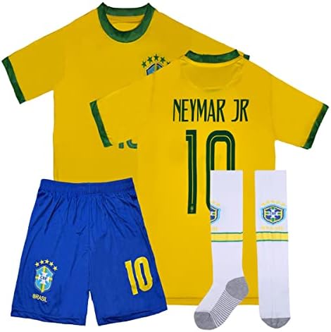 Vlicko Brazilia National Soccer 10 Kids Jersey/Scurt/Socks acasă