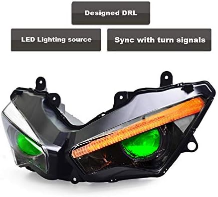 Ansamblu de faruri cu LED-uri complete KT pentru Kawasaki Ninja 650 2020 + Green Demon Eyes lampă frontală pentru motocicletă