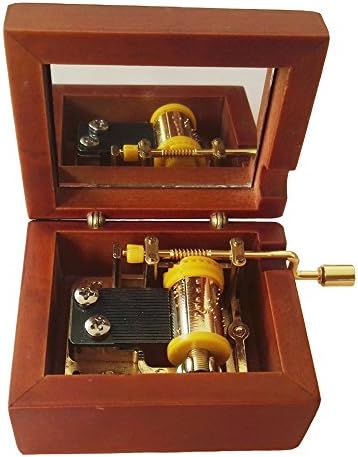 Fnly 18 note cu cutie muzicală din lemn cu manivelă cu mișcare de placare a aurului, cutia cadou de muzică maro, Legend of