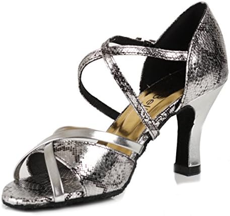 Pantofi albastre de la Bluebell Sala de baluri pentru femei Sala de salsa SALSA Pantofi de dans Tiffany 3 Heel - Silver