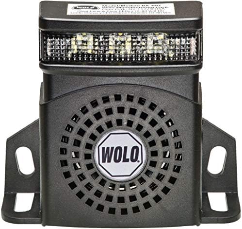 Wolo BA-1697WN PRO-TEC PLUS alarmă de rezervă pentru zgomot alb rezistent cu lumină LED intermitentă, 12-80 volți, 97 decibeli