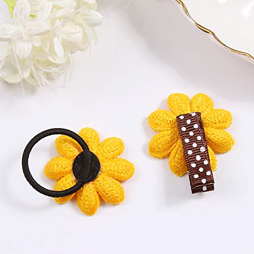 Kdrose 4 Pack floarea-soarelui agrafe de păr pentru fete copii copii, Scrunchies drăguț de păr, benzi elastice de păr, mini