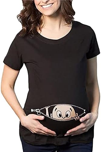 Cămașă de maternitate cămăși însărcinate pentru femei Maternitate drăguță amuzant Maternitate Sarcina Topuri cu mânecă scurtă